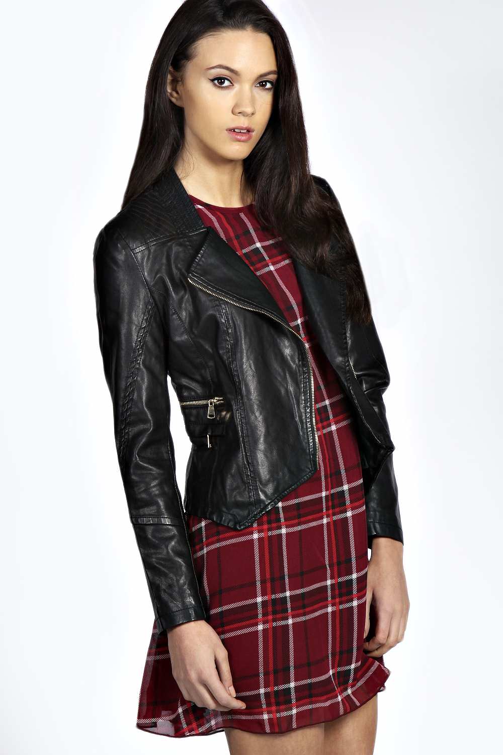 SOFIE COLLARLESS FAUX LEATHER JACKET £25.00 - Boohoo - Image: Boohoo