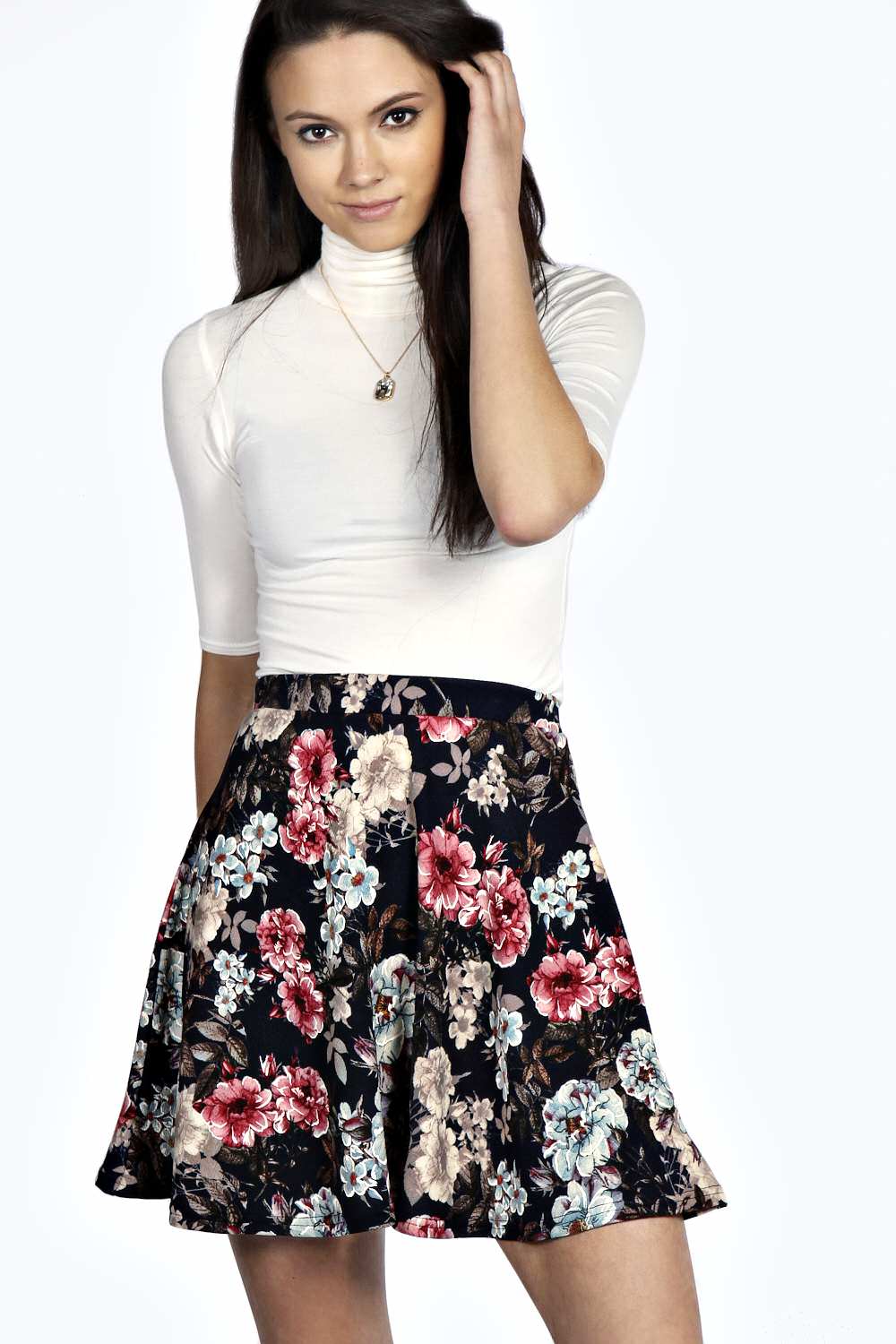 FIONA FLORAL PRINT SKATER SKIRT - £6.00 - Boohoo