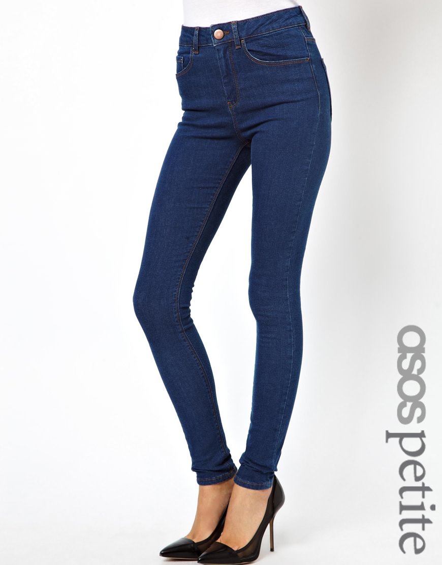 ASOS PETITE Ridley High Waist Ultra Skinny Jeans In Rich Blue - £30.00 - ASOS
