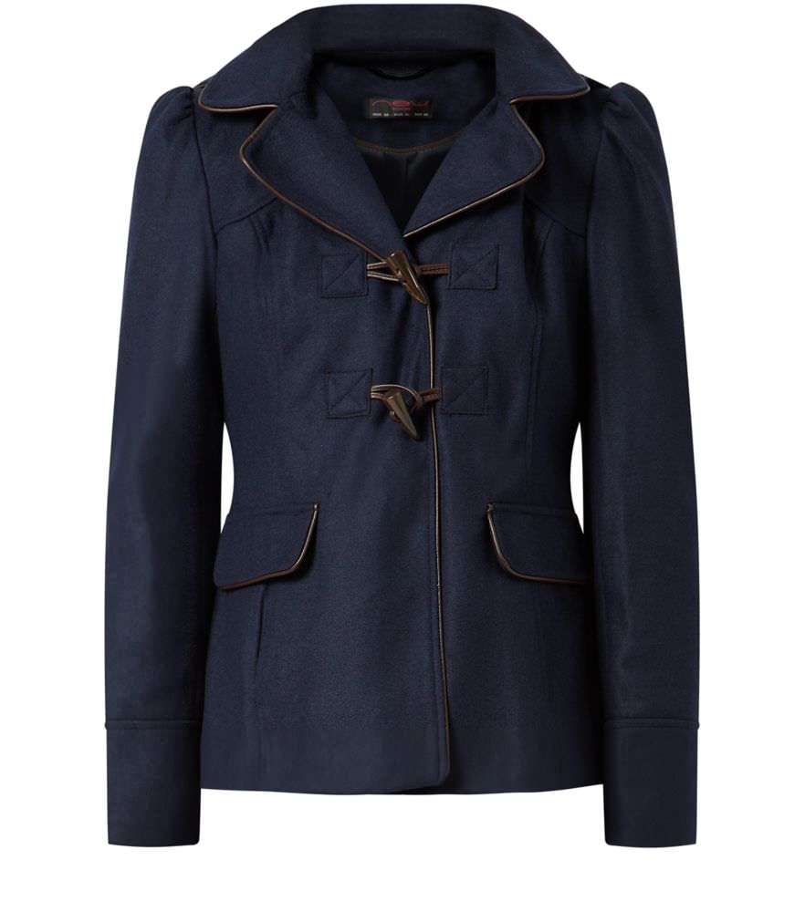 Navy Toggle Front Hooded Coat - £9 - New Look