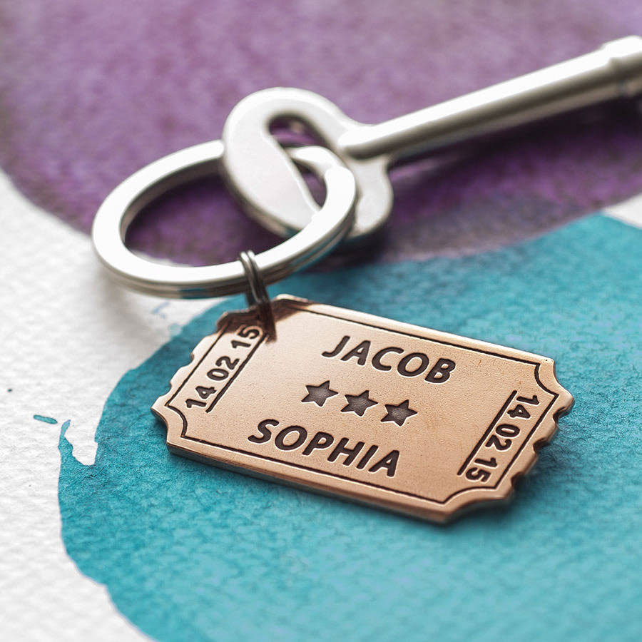 Personalised Cinema Ticket Key Ring by NICOLA CRAWFORD - £22.00 - Picture: Notonthehighstreet