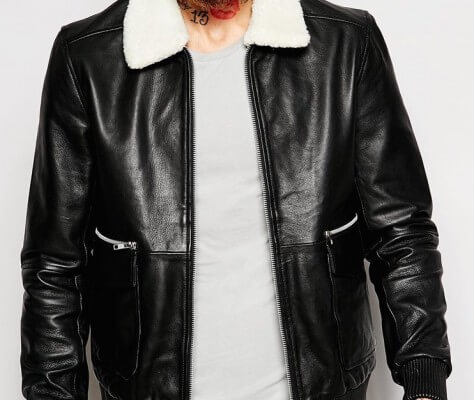 Leather Shearling Collar Coat (Noose & Monkey)